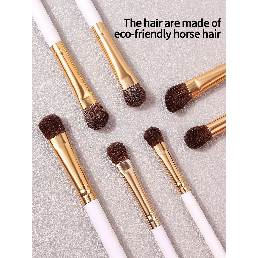 7Pcs Professional Eye Shadow Makeup Brush Set Natural Pony Hair Blending Smudge Shader Kit 2