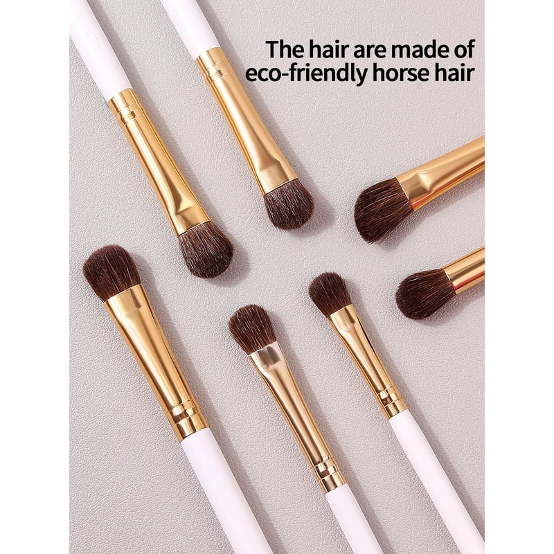 7Pcs Professional Eye Shadow Makeup Brush Set Natural Pony Hair Blending Smudge Shader Kit 2