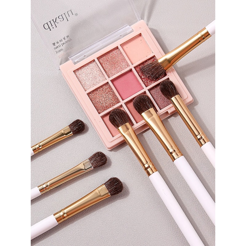 7Pcs Professional Eye Shadow Makeup Brush Set Natural Pony Hair Blending Smudge Shader Kit 4