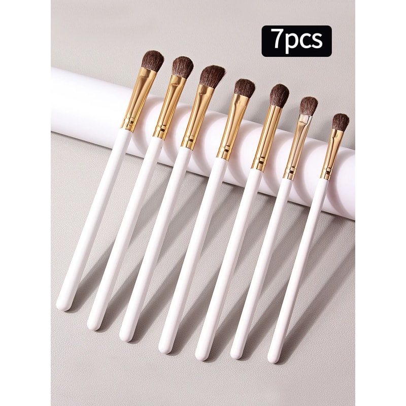 7Pcs Professional Eye Shadow Makeup Brush Set Natural Pony Hair Blending Smudge Shader Kit 6