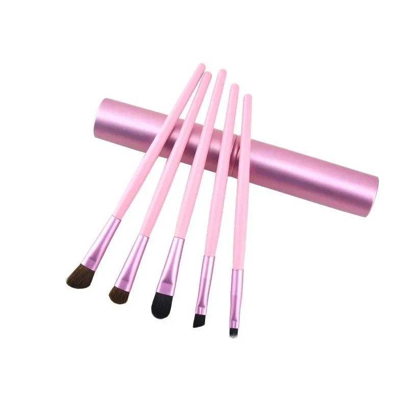 5pcs Professional Mini Travel Makeup Brush Set Portable Aluminum Cylinder Eye Lip Tool Kit 5