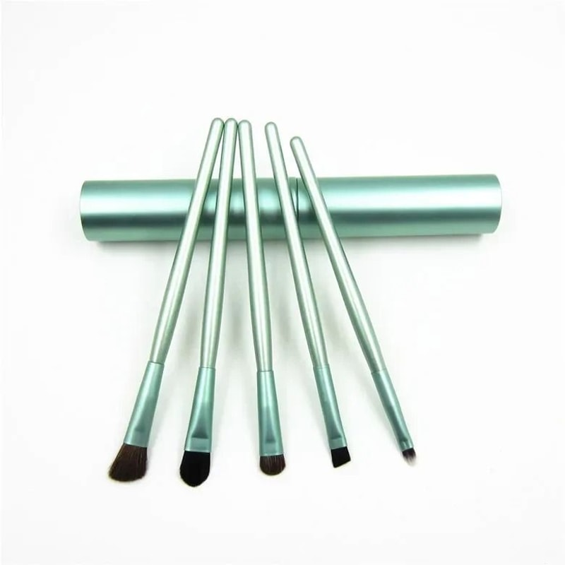 5pcs Professional Mini Travel Makeup Brush Set Portable Aluminum Cylinder Eye Lip Tool Kit 6