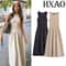 HXAO Khaki Elegant Sleeveless Long Dress 2025 Spring Fashion Casual Party Y2k Vestido 0