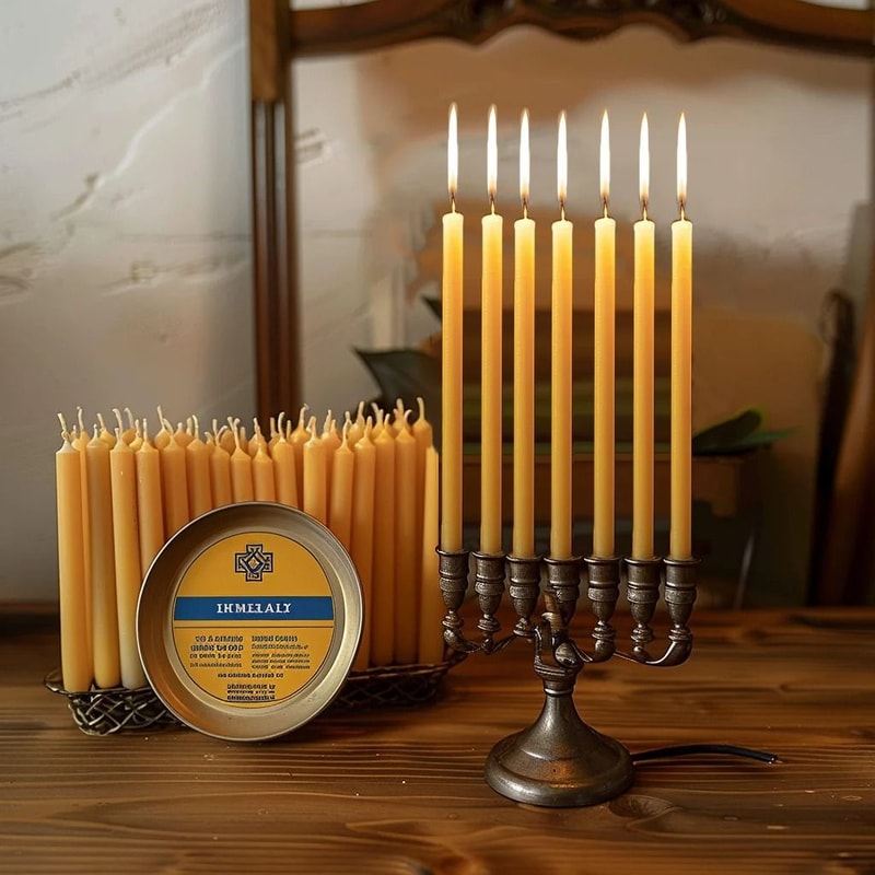 25PCS Natural Beeswax Hanukkah Candles Professional Thin Taper Honey Candles For Ritual Celebratio 0