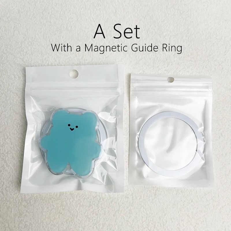 Cartoon Bear Magnetic Folding Mobile Phone Grip Holder For MagSafe IPhone Samsung 4