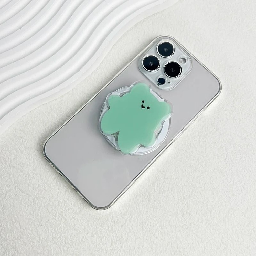 Cartoon Bear Magnetic Folding Mobile Phone Grip Holder For MagSafe IPhone Samsung 8