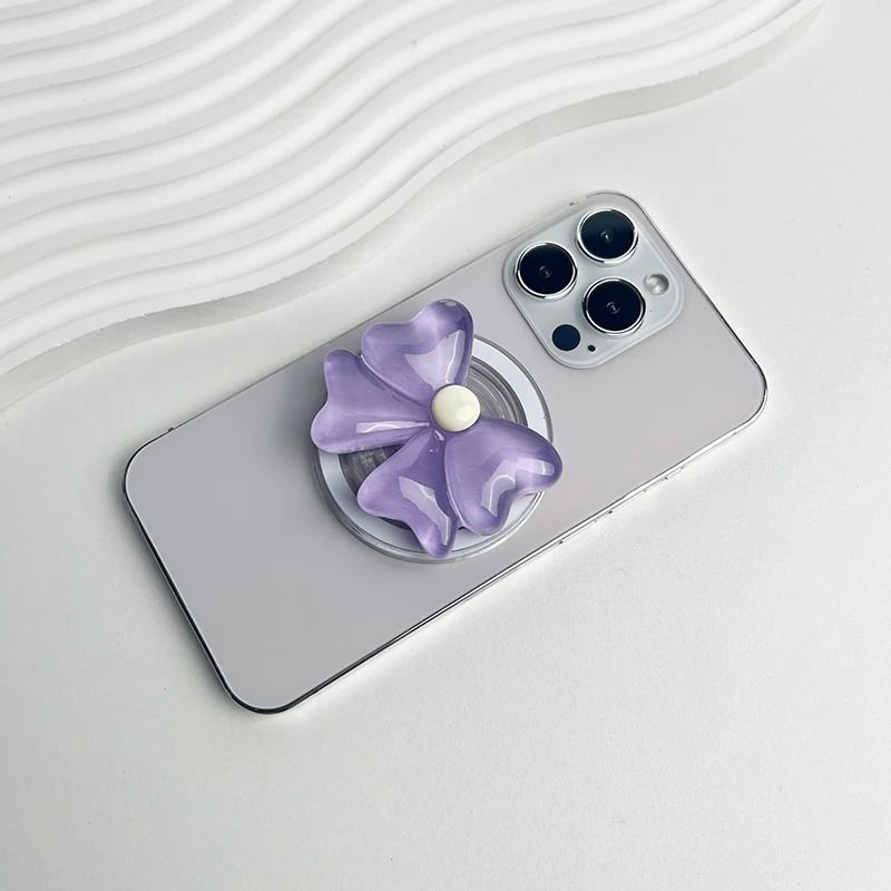 Cute Bow Magnetic Folding Mobile Phone Grip Holder For MagSafe IPhone Samsung 5