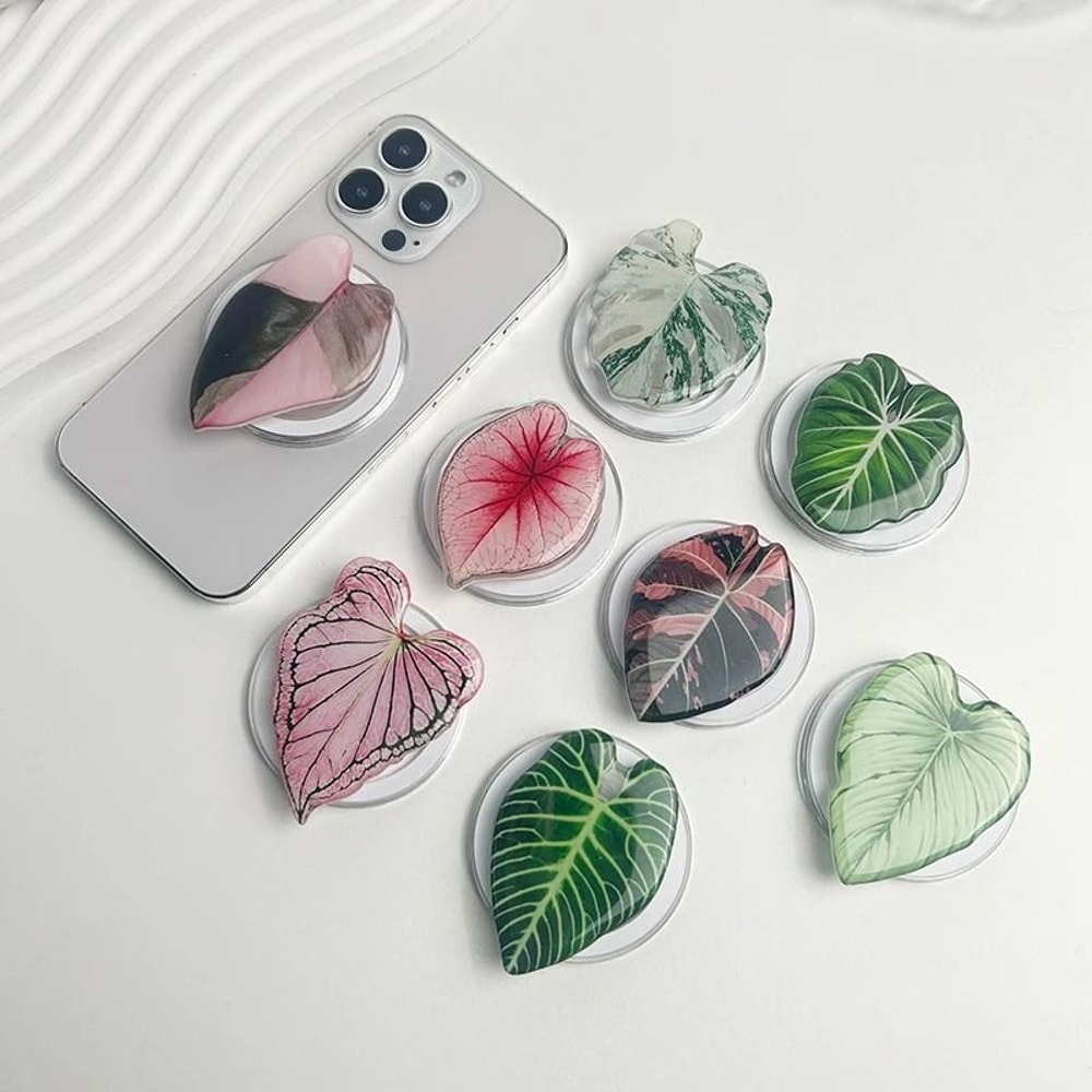 Tropical Leaf Magnetic Phone Grip Holder For MagSafe IPhone Samsung Fashion Decoration 0