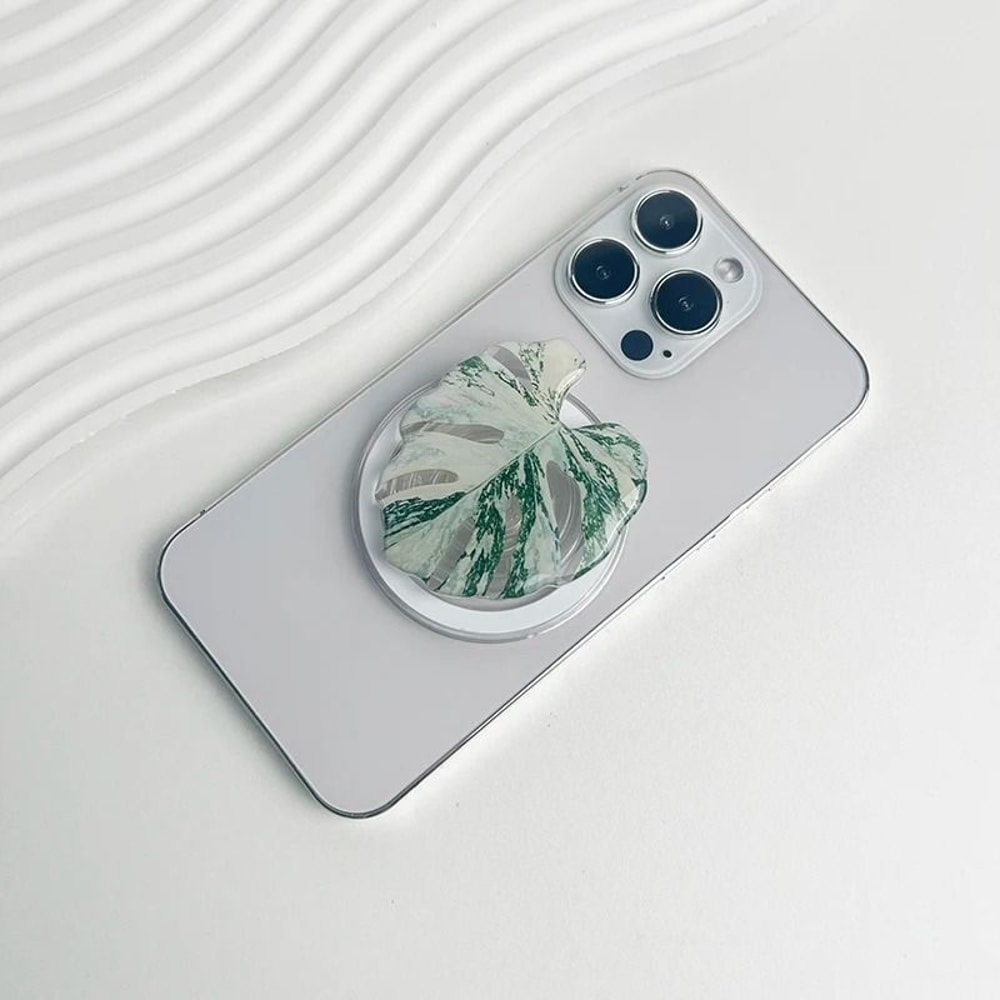 Tropical Leaf Magnetic Phone Grip Holder For MagSafe IPhone Samsung Fashion Decoration 11