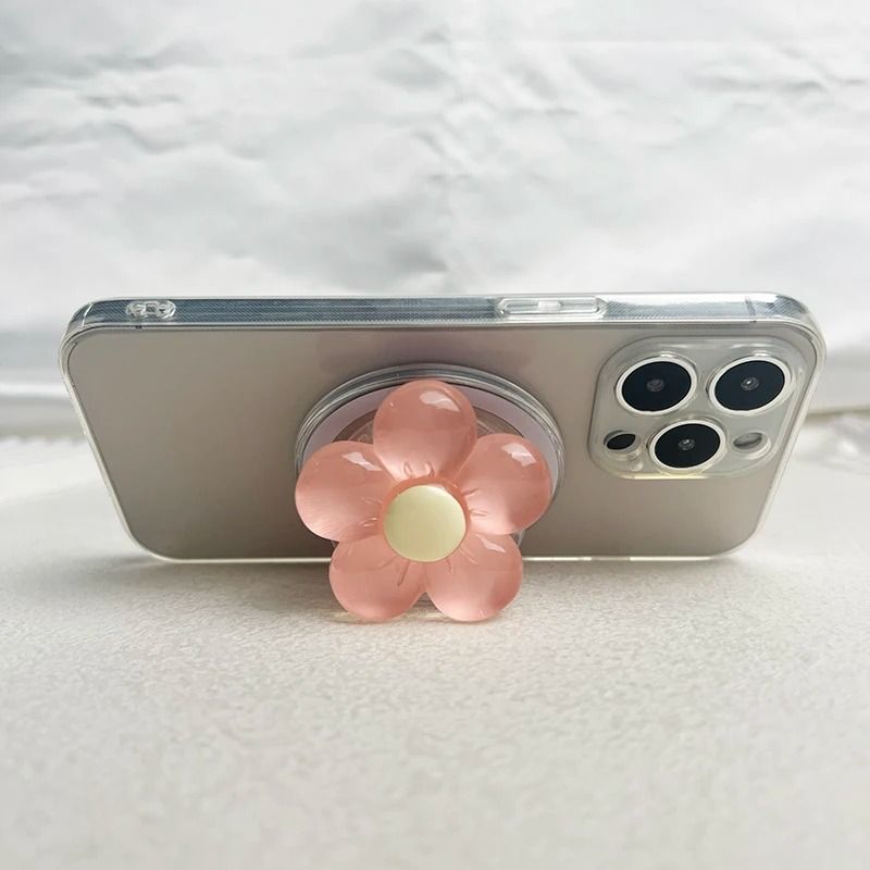 Magnetic Cute Floral Retractable Grip For MagSafe IPhone CandyColored Resin Flower Stand 2