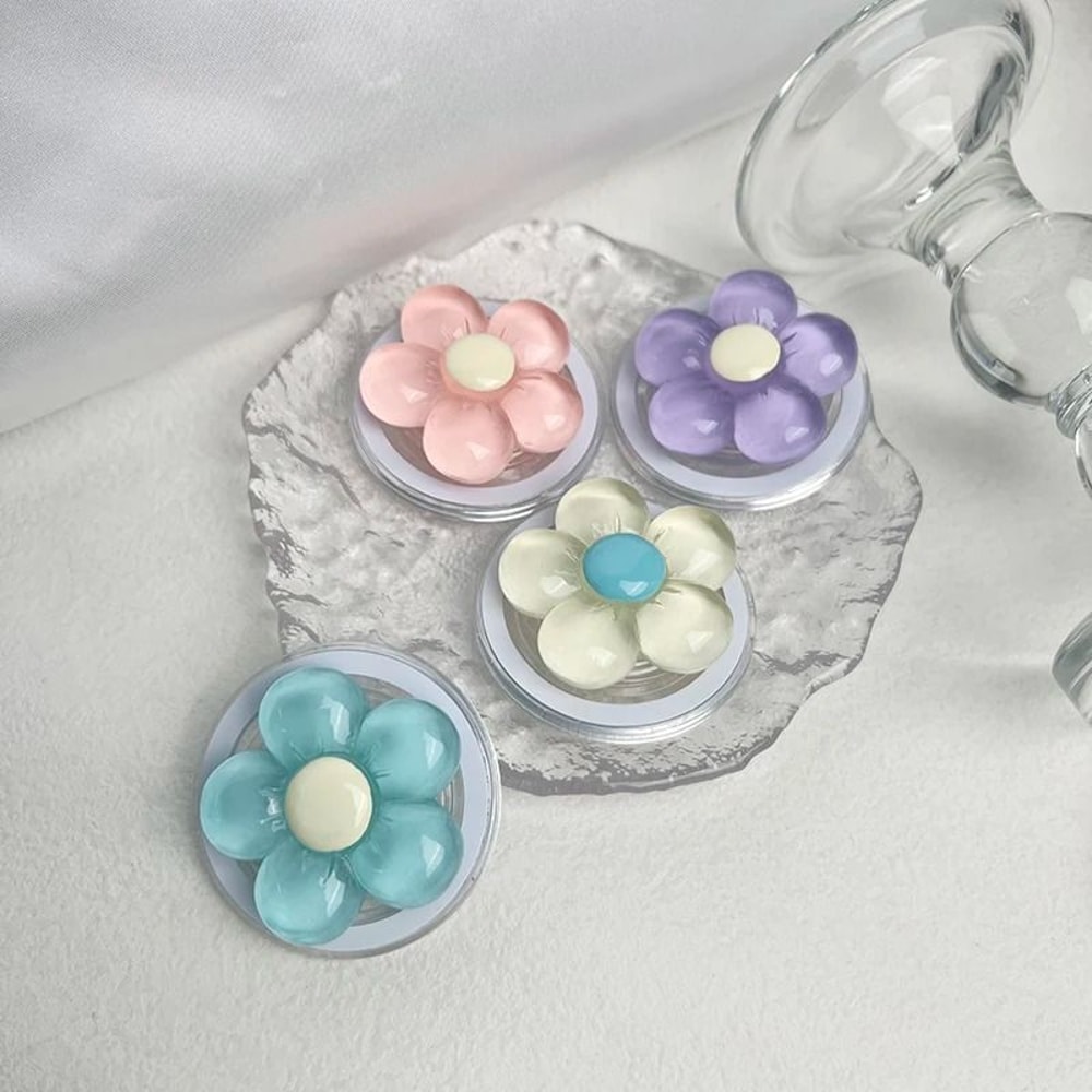 Magnetic Cute Floral Retractable Grip For MagSafe IPhone CandyColored Resin Flower Stand 3