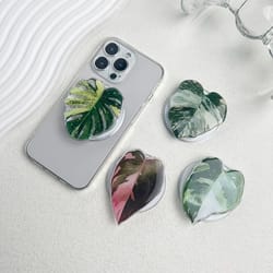 popular plant leaf magnetic folding mobile phone grip holder for magsafe iphone & samsung