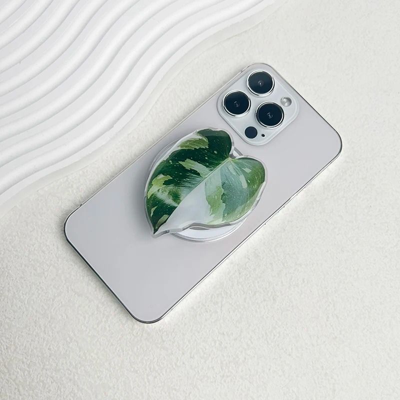 Popular Plant Leaf Magnetic Folding Mobile Phone Grip Holder For MagSafe IPhone Samsung 6