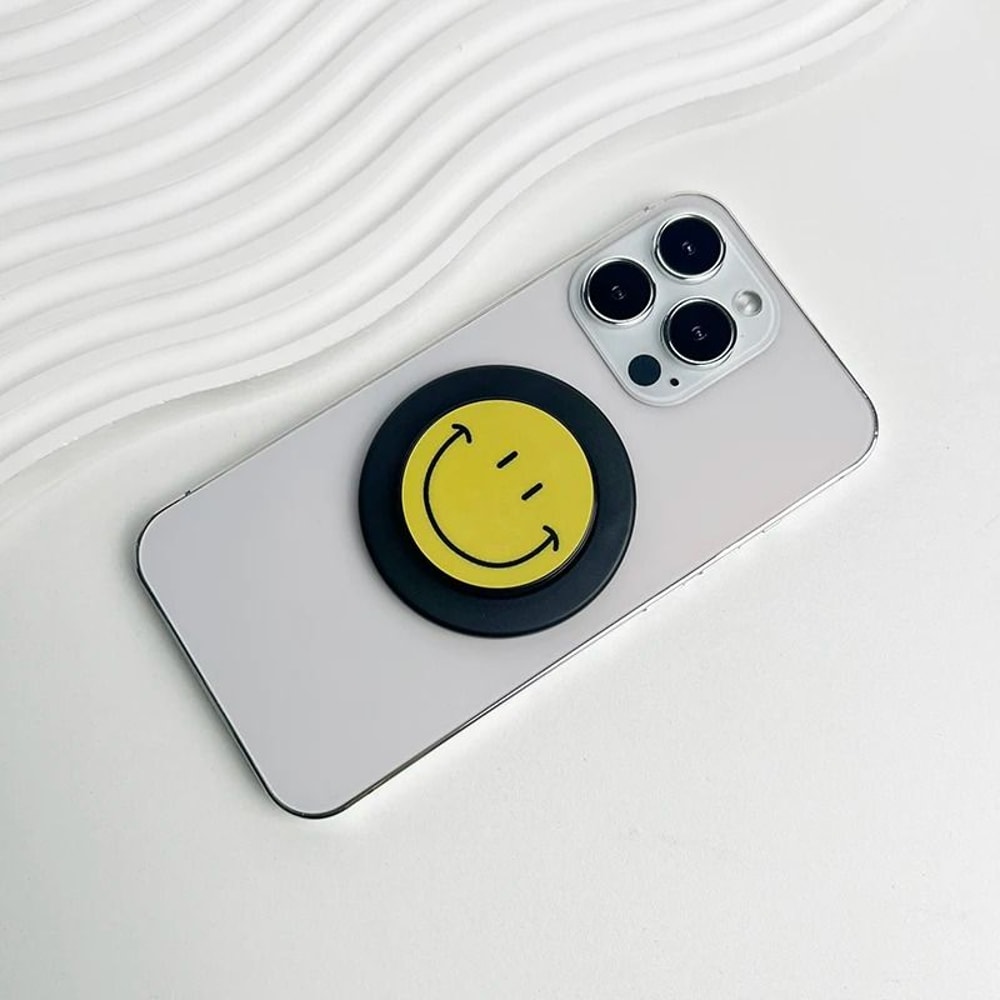 Cute Happy Face Magnetic Phone Grip Holder For MagSafe IPhone Samsung Expanding Stand 9