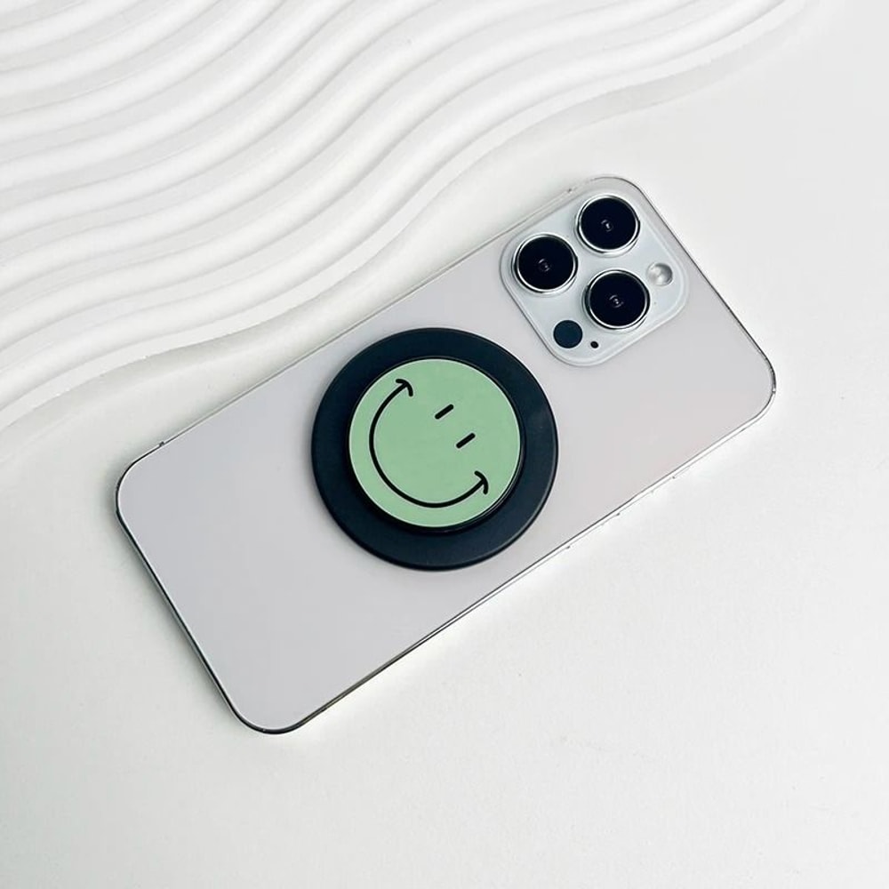 Cute Happy Face Magnetic Phone Grip Holder For MagSafe IPhone Samsung Expanding Stand 10
