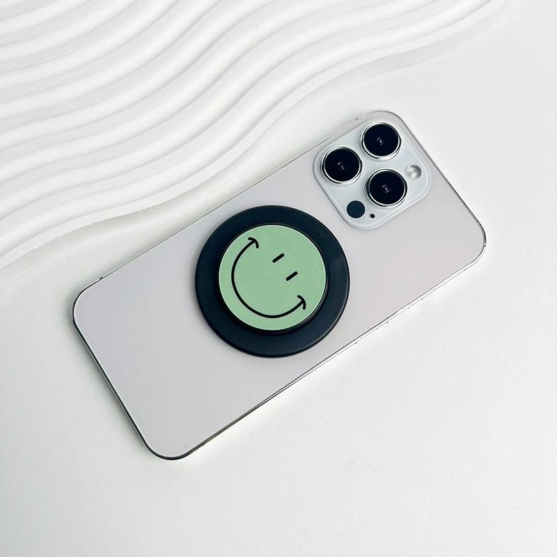 Cute Happy Face Magnetic Phone Grip Holder For MagSafe IPhone Samsung Expanding Stand 10