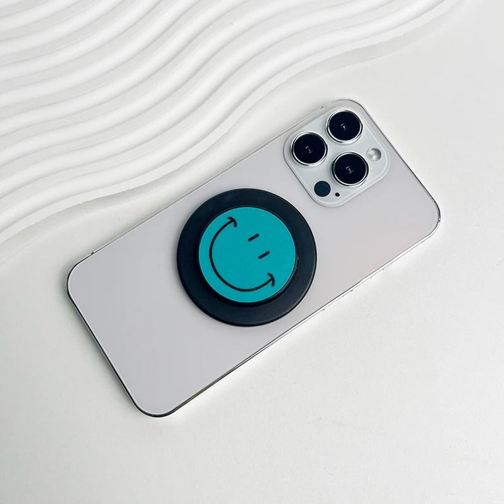 Cute Happy Face Magnetic Phone Grip Holder For MagSafe IPhone Samsung Expanding Stand 11