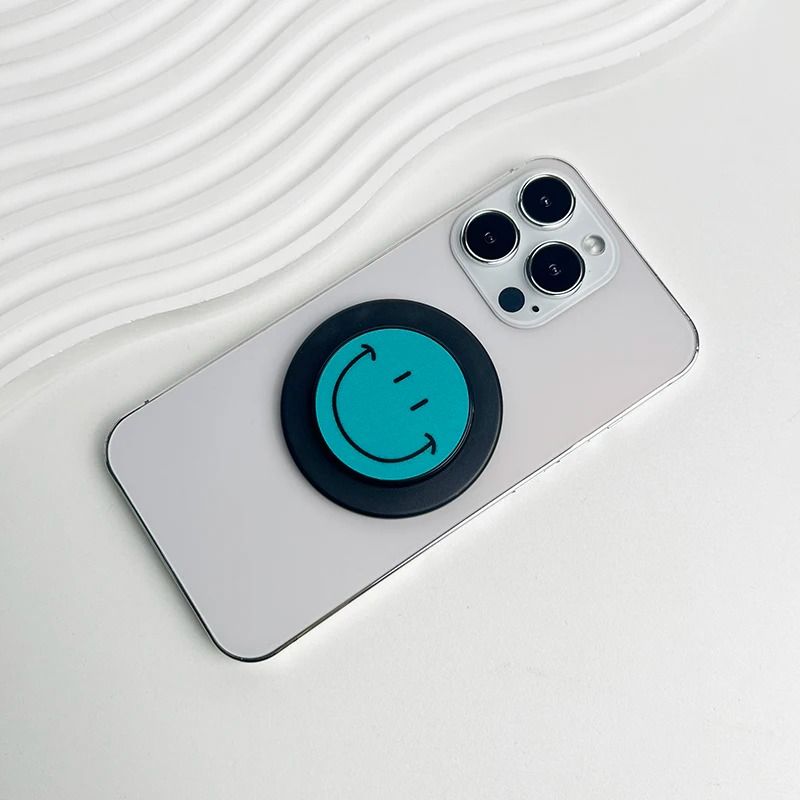 Cute Happy Face Magnetic Phone Grip Holder For MagSafe IPhone Samsung Expanding Stand 11