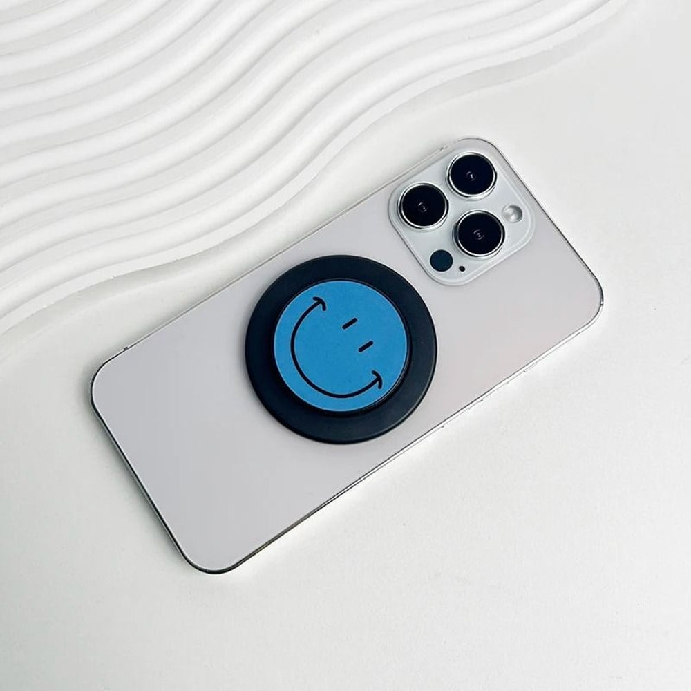 Cute Happy Face Magnetic Phone Grip Holder For MagSafe IPhone Samsung Expanding Stand 13