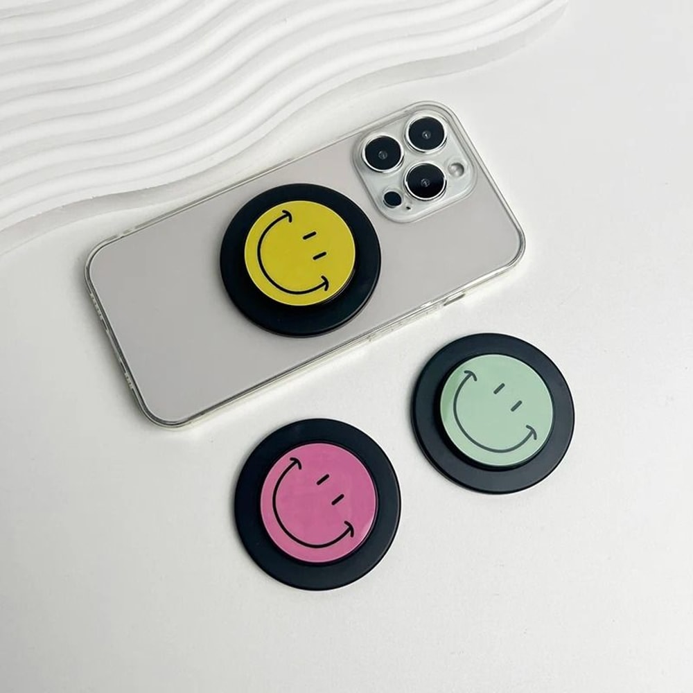 Cute Happy Face Magnetic Phone Grip Holder For MagSafe IPhone Samsung Expanding Stand 3