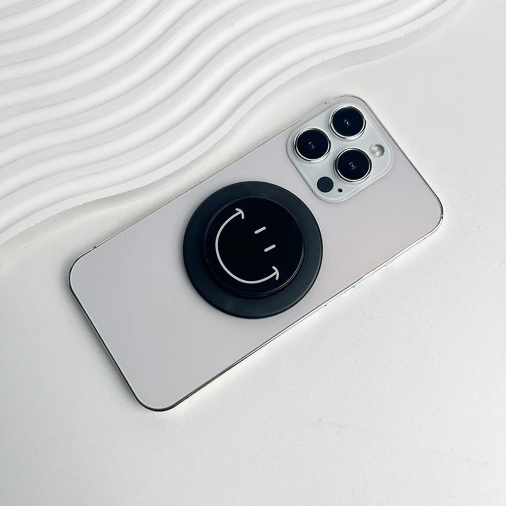 Cute Happy Face Magnetic Phone Grip Holder For MagSafe IPhone Samsung Expanding Stand 7