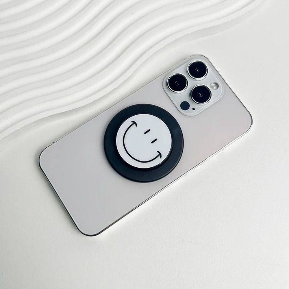 Cute Happy Face Magnetic Phone Grip Holder For MagSafe IPhone Samsung Expanding Stand 8