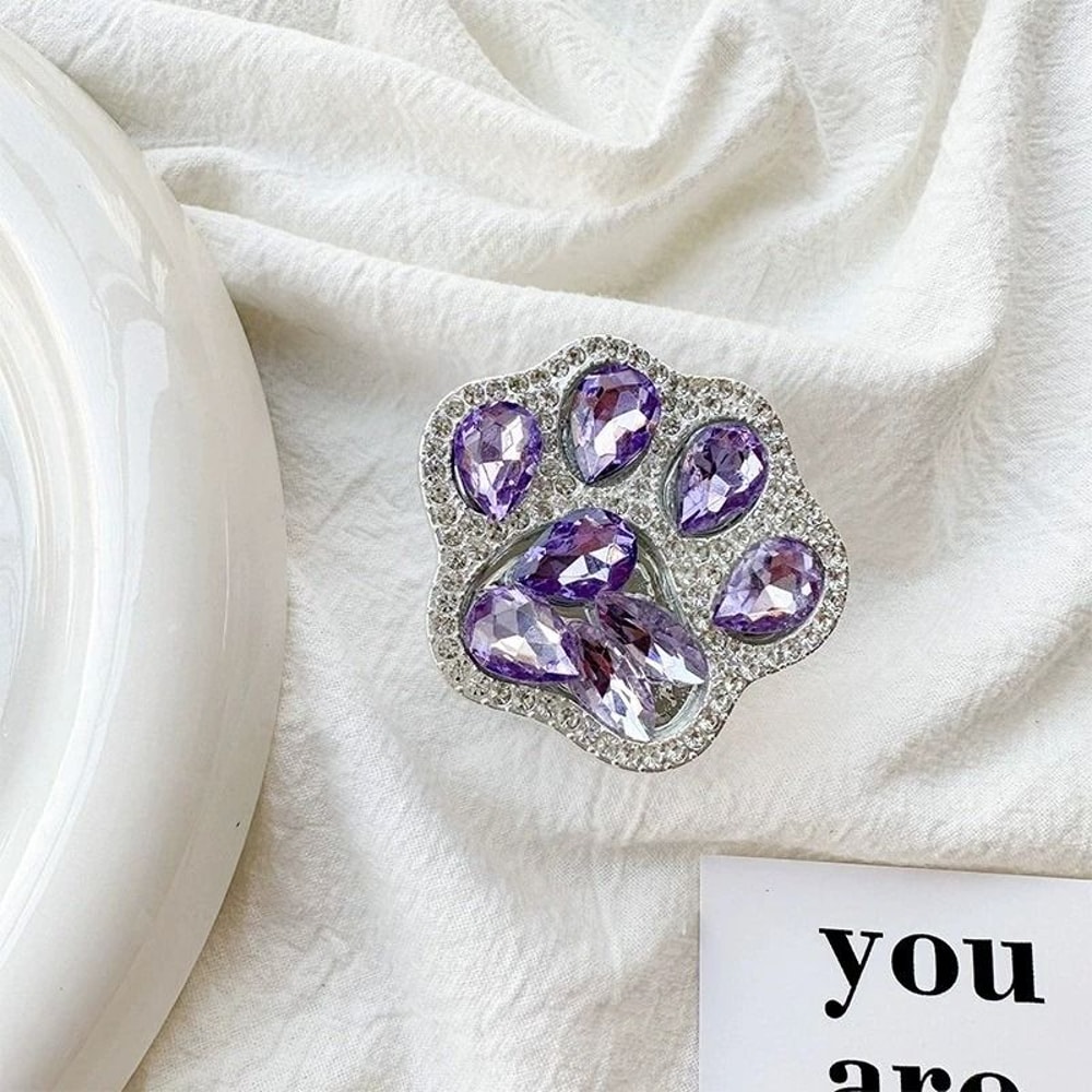 3D Cute Cat Paw Diamond Folding Griptok Phone Holder For IPhone 16 15 Expanding Stand 8