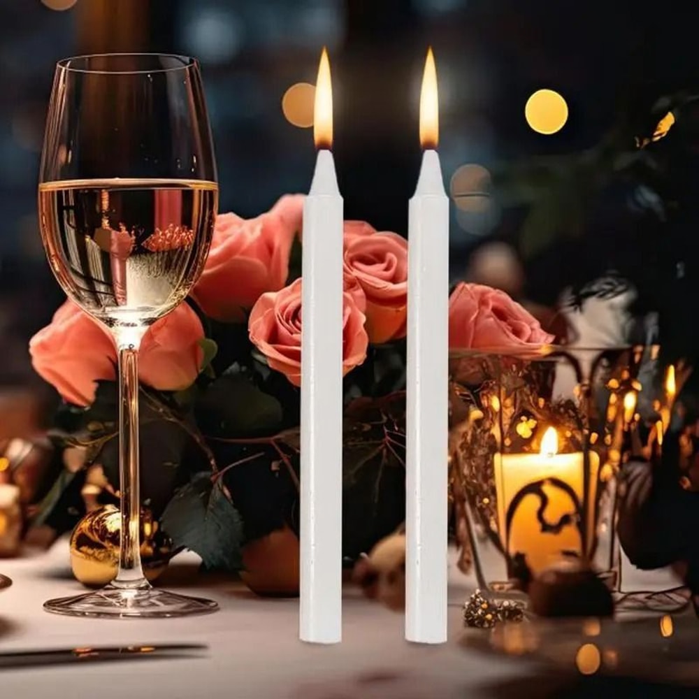 10PCS Natural Wax Unscented Taper Candles Professional Survival Celebration Support System 1