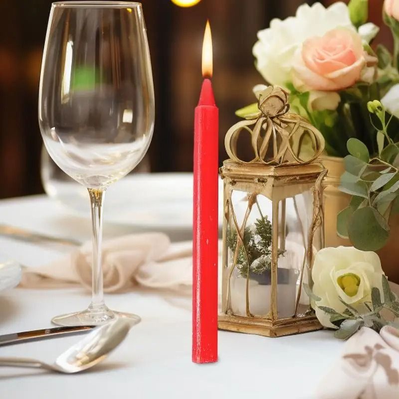 10PCS Natural Wax Unscented Taper Candles Professional Survival Celebration Support System 2