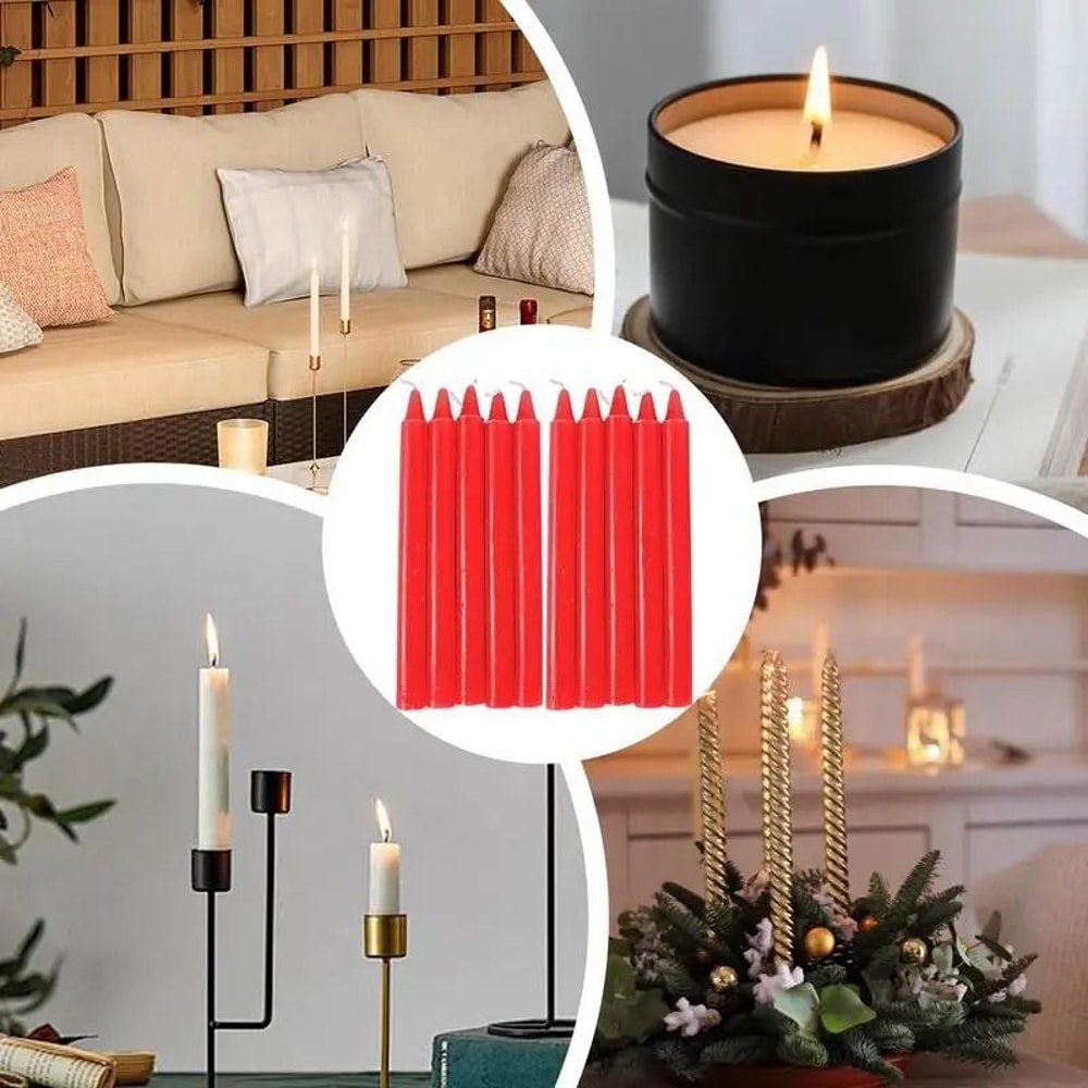 10PCS Natural Wax Unscented Taper Candles Professional Survival Celebration Support System 4