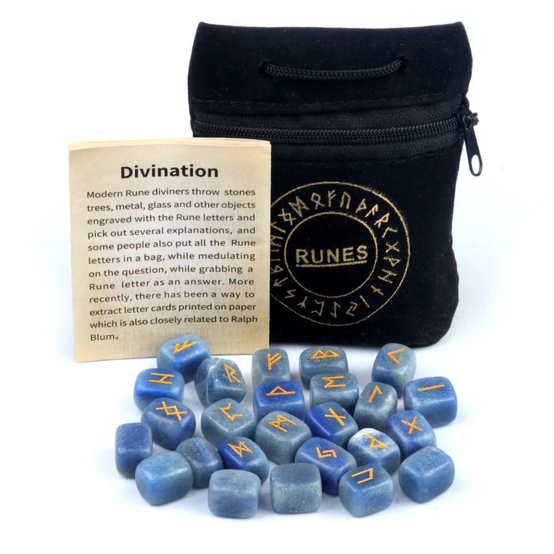 25PCS Natural Rune Stone Set Irregular Engraved Energy Stones For Divination Healing 2