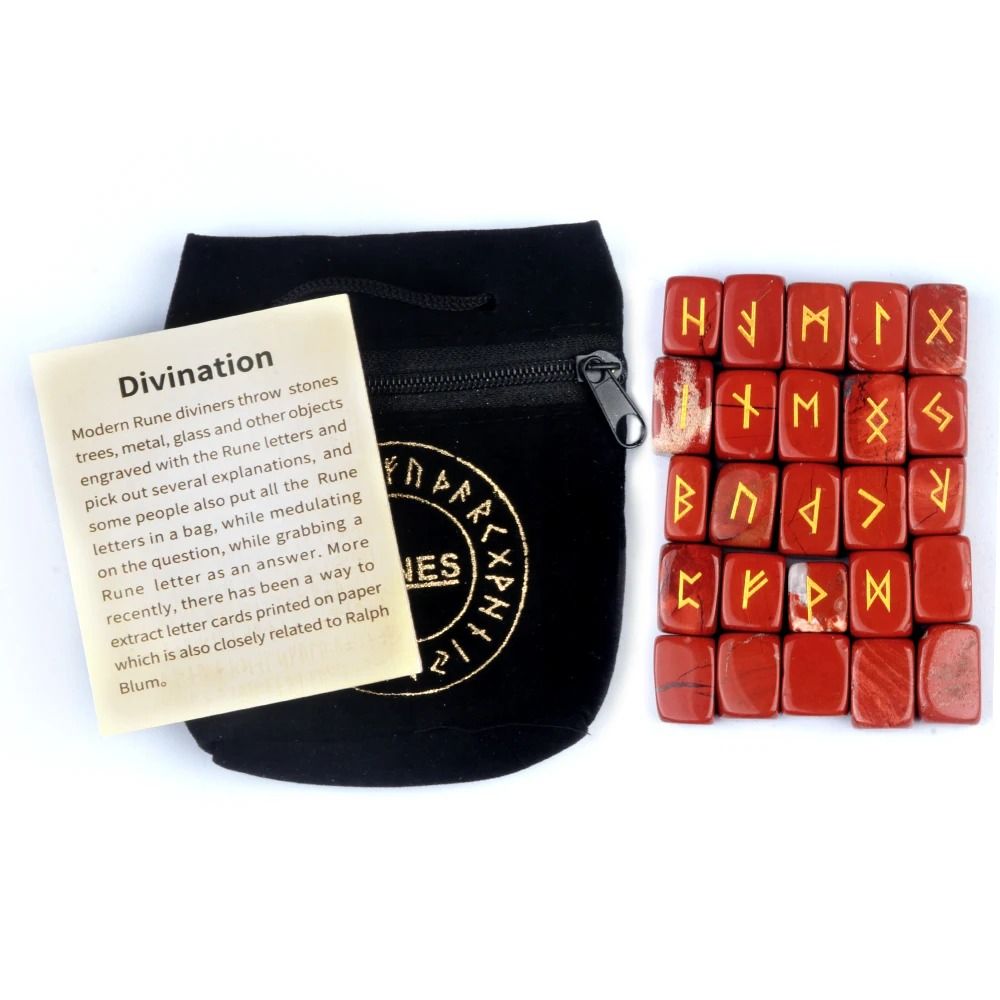25PCS Natural Rune Stone Set Irregular Engraved Energy Stones For Divination Healing 13