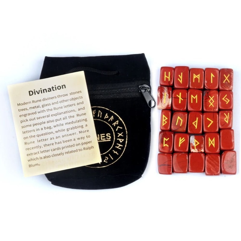 25PCS Natural Rune Stone Set Irregular Engraved Energy Stones For Divination Healing 13