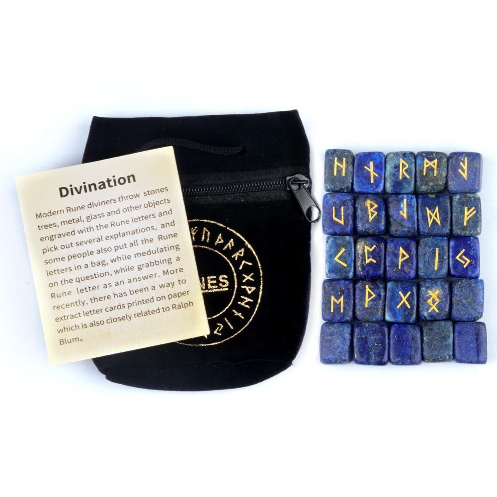 25PCS Natural Rune Stone Set Irregular Engraved Energy Stones For Divination Healing 15