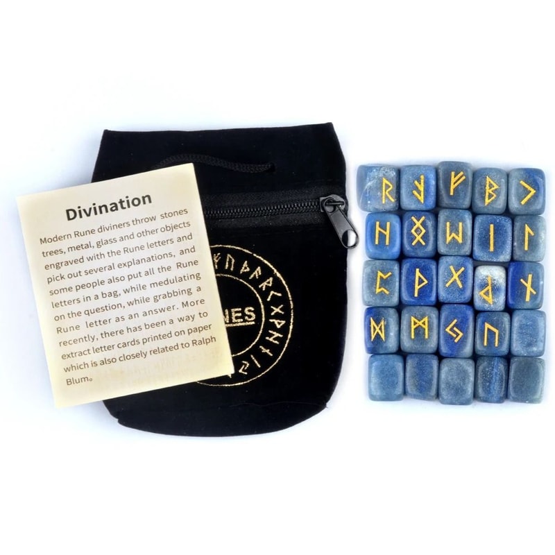 25PCS Natural Rune Stone Set Irregular Engraved Energy Stones For Divination Healing 16