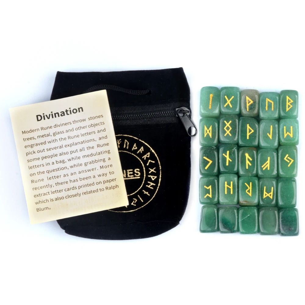 25PCS Natural Rune Stone Set Irregular Engraved Energy Stones For Divination Healing 17