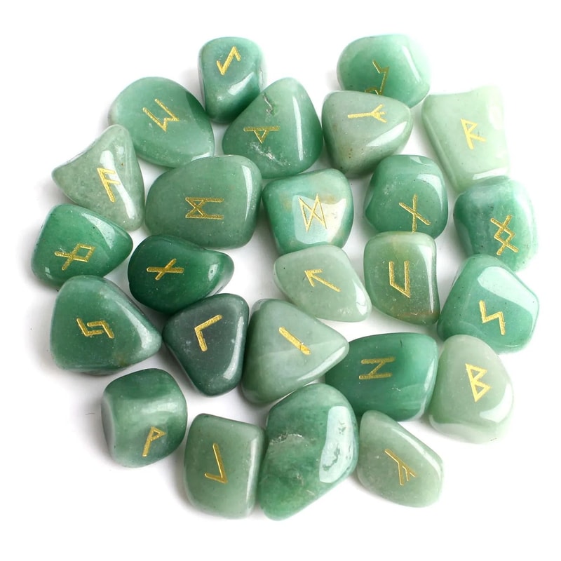 Natural Crystal Rune Stones Set 25PCS Quartz Agate Reiki Healing Witches Energy Crystal Carving 5