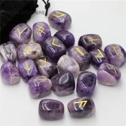 25pcs natural amethyst crystal rune stones set irregular divination agate healing decor