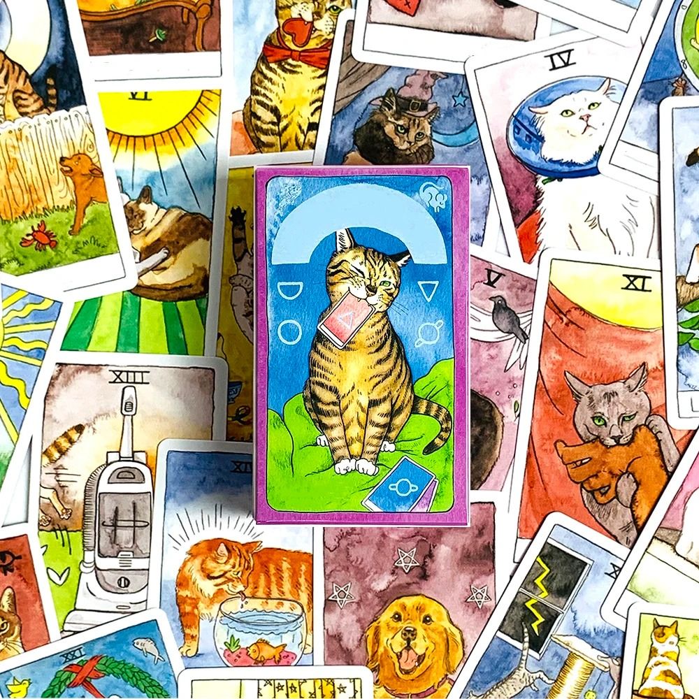 78PCS Cute Cat Tarot Deck English Edition Divination Oracle Cards For Gifts Board Games 2