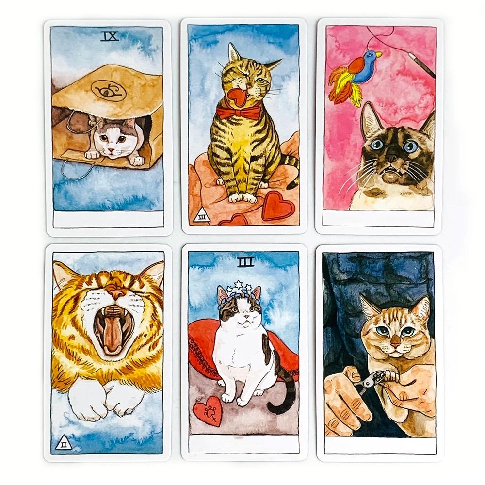 78PCS Cute Cat Tarot Deck English Edition Divination Oracle Cards For Gifts Board Games 3