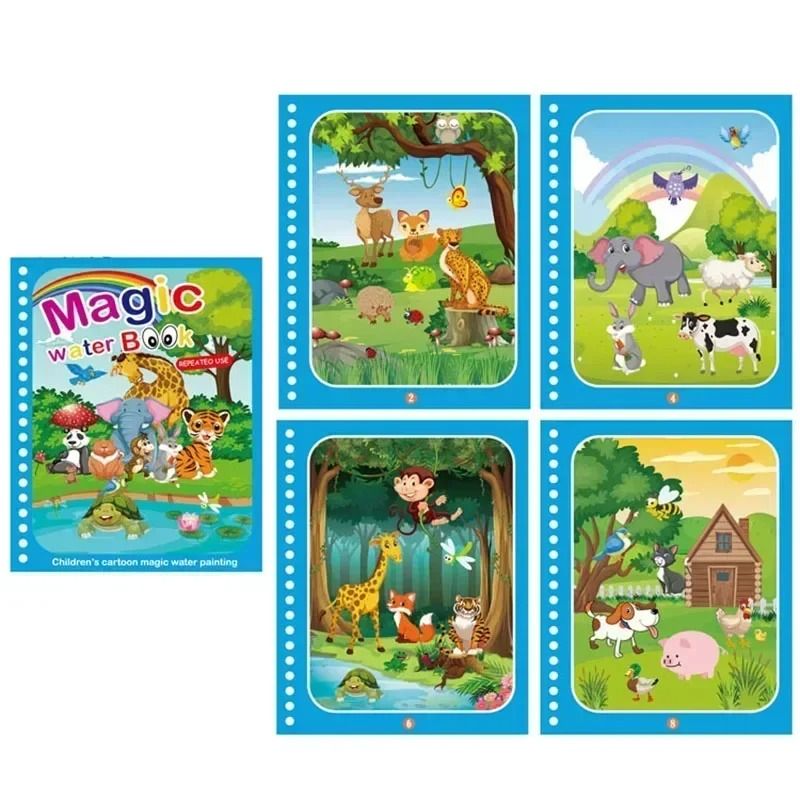 Reusable Magic Water Coloring Book DIY Sensory Drawing Toy For Kids Kindergarten Graffiti 11