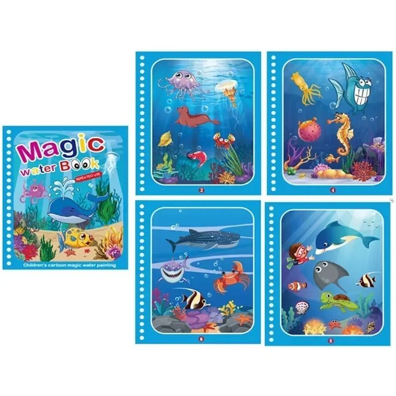 Reusable Magic Water Coloring Book DIY Sensory Drawing Toy For Kids Kindergarten Graffiti 12
