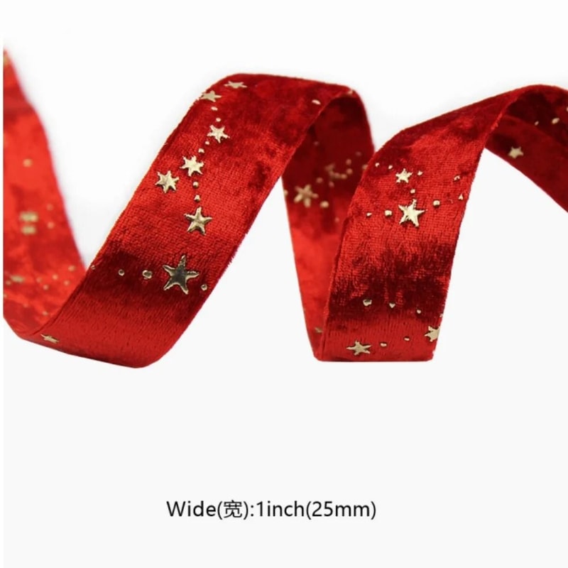 DoubleSided StarStamping Velvet Ribbon Premium Wedding Bouquet Christmas Party Decor 11