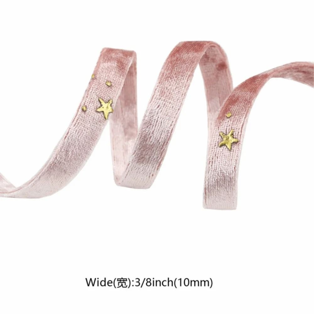 DoubleSided StarStamping Velvet Ribbon Premium Wedding Bouquet Christmas Party Decor 13