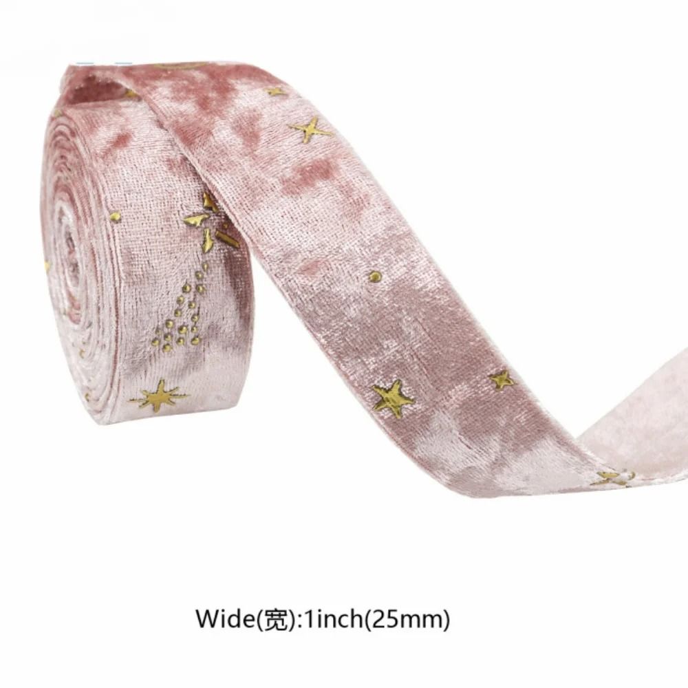 DoubleSided StarStamping Velvet Ribbon Premium Wedding Bouquet Christmas Party Decor 14