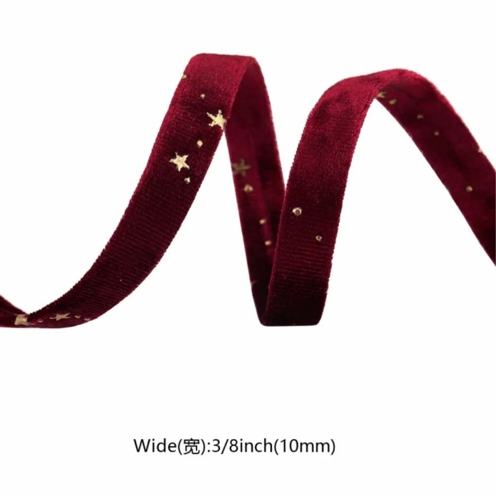 DoubleSided StarStamping Velvet Ribbon Premium Wedding Bouquet Christmas Party Decor 19