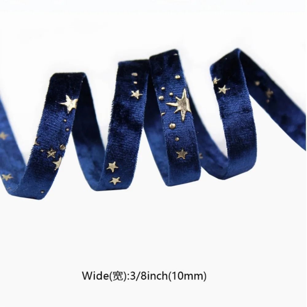 DoubleSided StarStamping Velvet Ribbon Premium Wedding Bouquet Christmas Party Decor 7