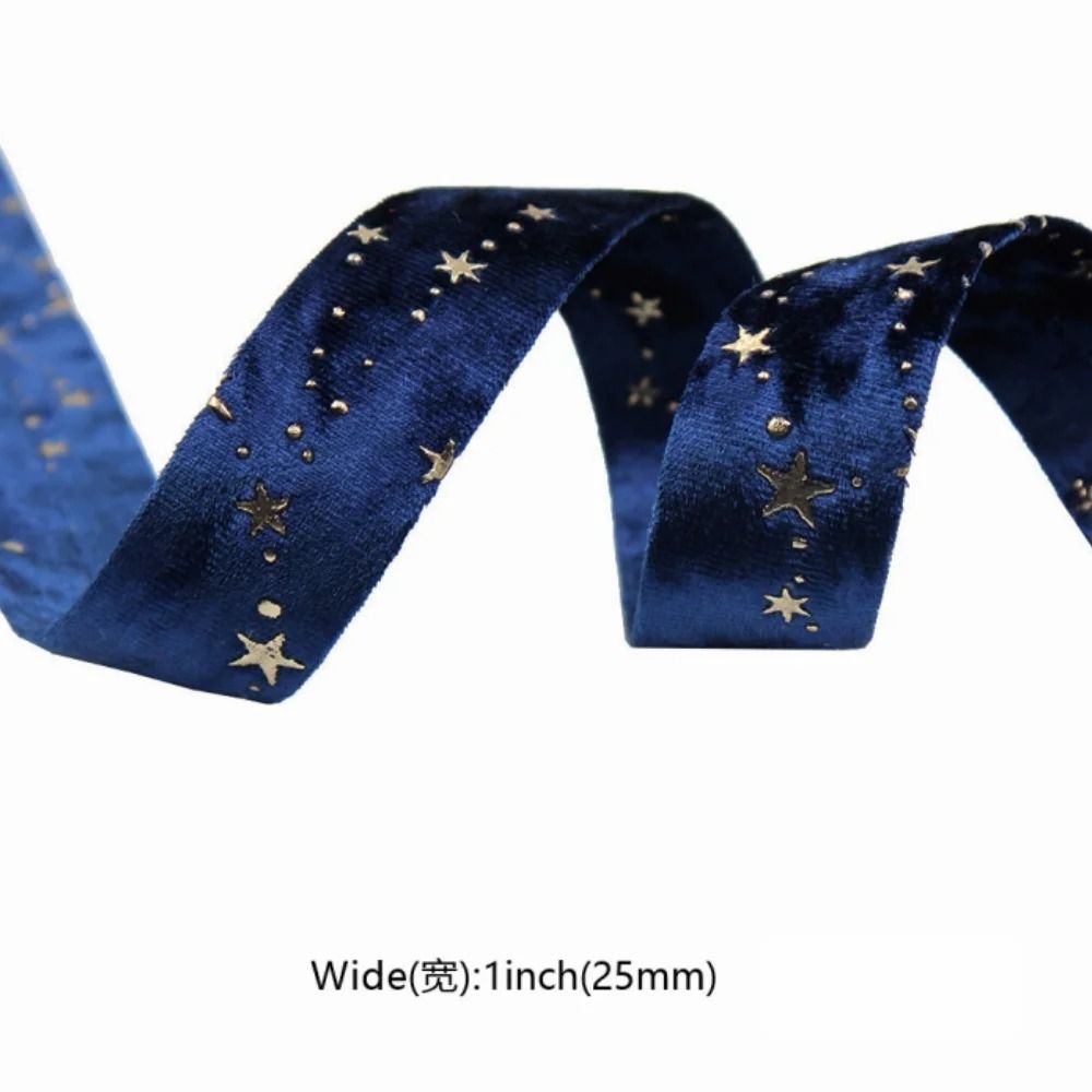 DoubleSided StarStamping Velvet Ribbon Premium Wedding Bouquet Christmas Party Decor 8