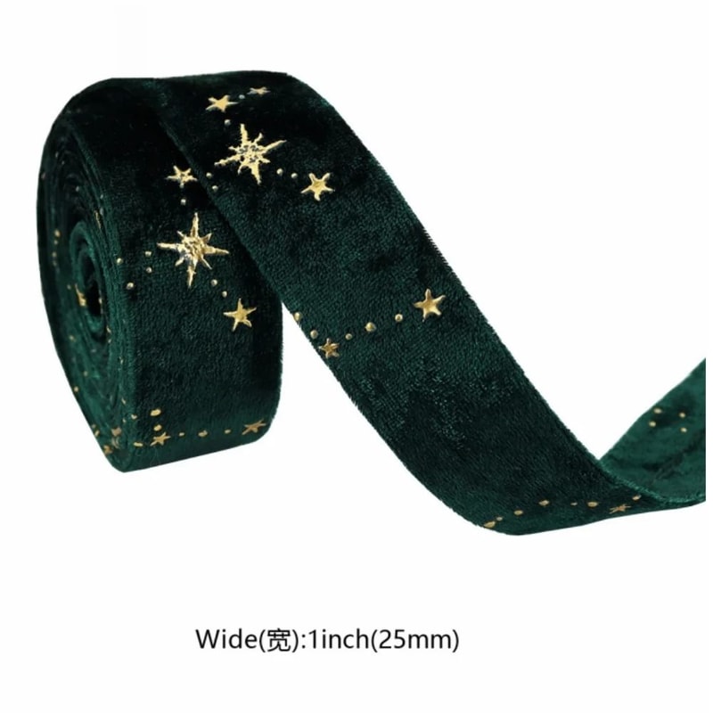 DoubleSided StarStamping Velvet Ribbon Premium Wedding Bouquet Christmas Party Decor 25