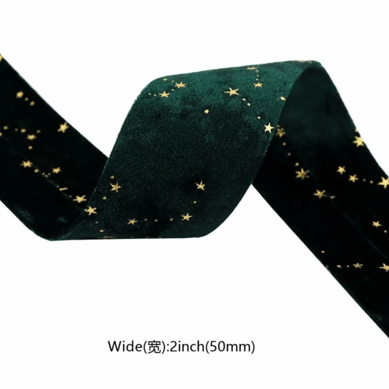DoubleSided StarStamping Velvet Ribbon Premium Wedding Bouquet Christmas Party Decor 26